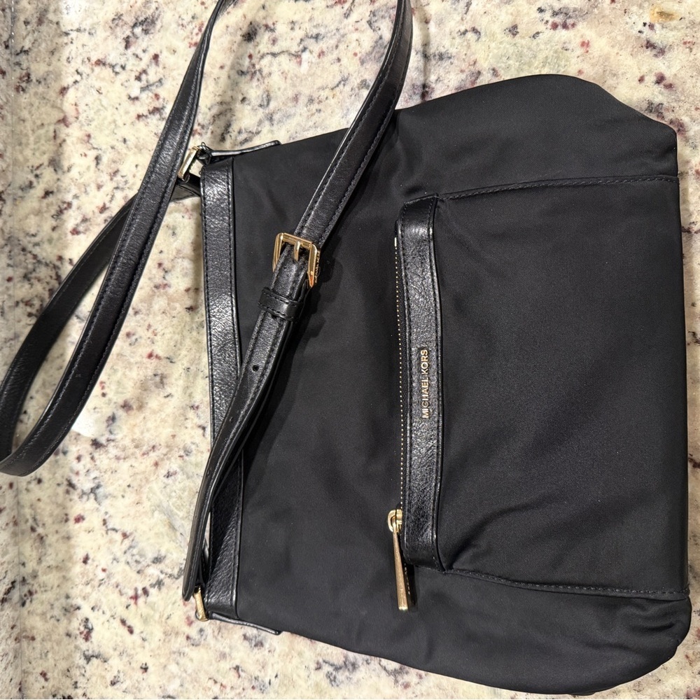 Michael Kors Black Crossbody Bag with Gold Accents